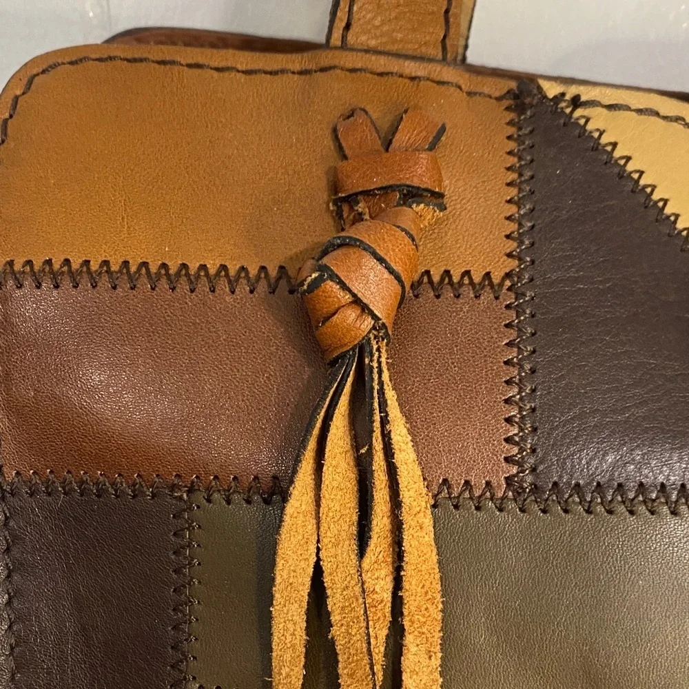 Patricia Nash Rienzo Patchwork Leather Satchel Boho Artisan Western Festival Bag